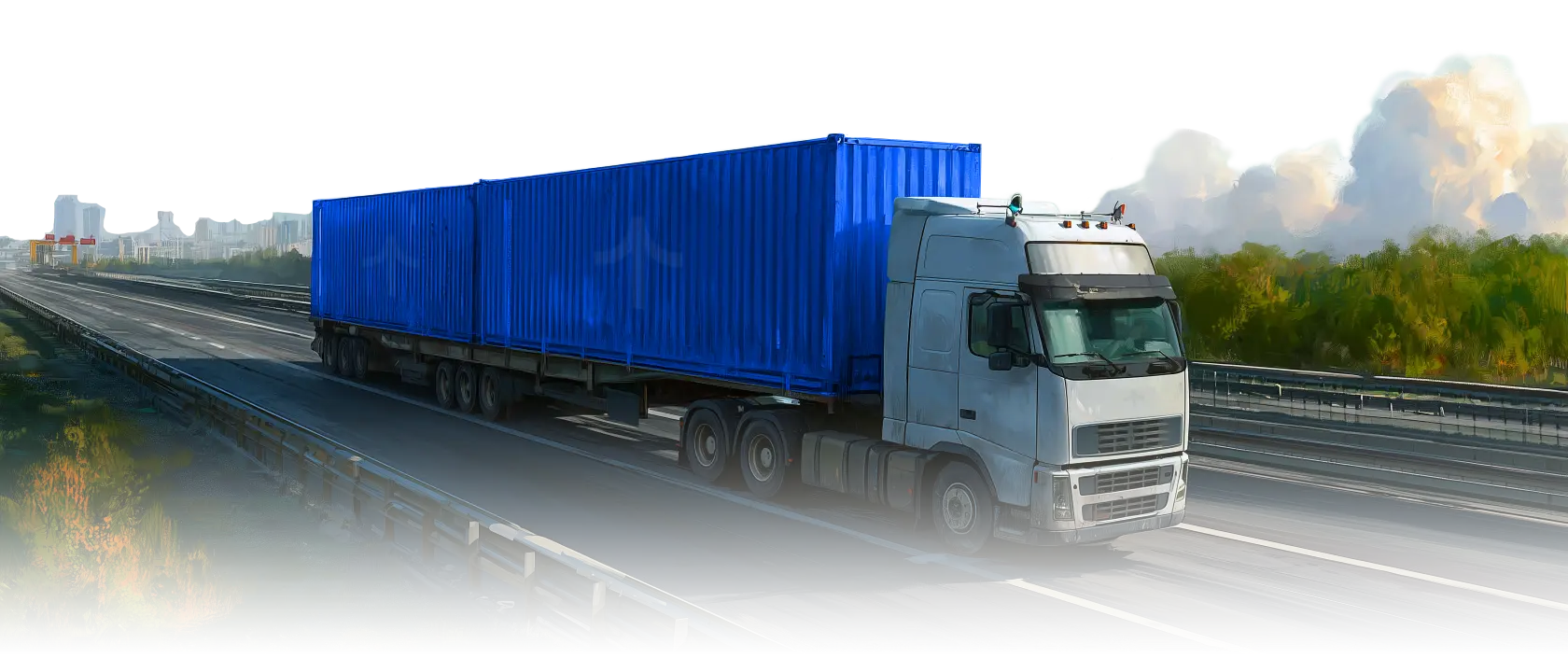Container truck on the road